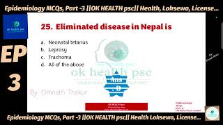 Epidemiology MCQs Part 3 OK HEALTH psc Health Loksewa License [upl. by Ankney647]