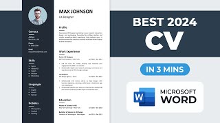 How to Make CV in Microsoft Word  Best CV Format 2024  Quick Resume [upl. by Linnie997]