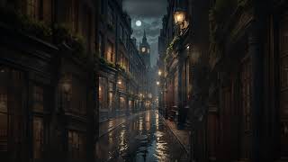 VICTORIAN LONDON STREET AT NIGHT AMBIENCE — FULL MOON LAMPS AND FOG  INTENSE RAIN shorts [upl. by O'Connell]