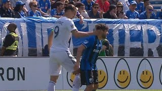 RED CARD Zlatan Ibrahimovic slaps opponent in the head [upl. by Aryamo]