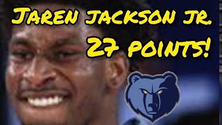 🙍 Jaren Jackson Jr SCORES 27 Points  Memphis grizzles basketball  Grizzlies vs Sixers 11224 [upl. by Elletnuahc817]