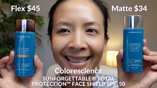 Best Tinted Mineral Sunscreens 2021 Colorescience Face Shield Flex Vs Matte SPF 50 Sunscreens [upl. by Ermin5]