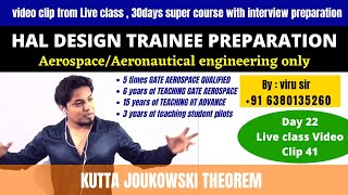 kutta joukowski theorem  HAL DESIGN TRAINEE  GATE Aerospace engineering  online classes and test [upl. by Liagibba710]