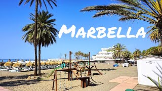 🇪🇸 Marbella Spain Marbella Beach Walking Tour May 2022 4K UHD 60fps [upl. by Hassin196]