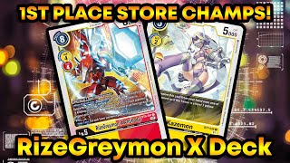 Digimon TCG 1ST PLACE RizeGreymon X Hybrids Deck Profile BT9 English X Record Ft Karan Patel [upl. by Knowland]