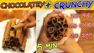 5 Min Easy Crunchy Chocolate Wafer Roll Recipe Without Oven amp Egg Homemade Chocolate Sticks Recipe [upl. by Orelie]