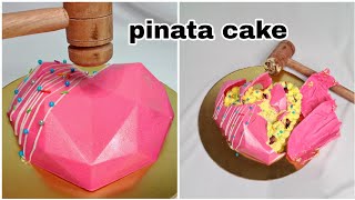 PINATA CAKE  राजभोग फ्लेवर पिनाटा केक How To make pinata cake  Smash cakehammer cake [upl. by Aiceila]