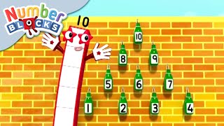 Numberblocks How Many Green Bottles on the Wall  Learn to Count [upl. by Strage]