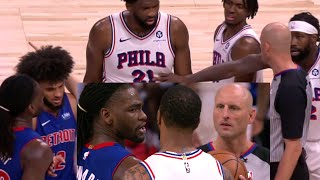 ISAIAH STEWART FIGHTS ENTIRE SIXERS TEAM PUSHES PAT BEV YELLS quotLETS TAKE IT OUTSIDE ME AND Uquot [upl. by Narik380]