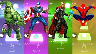 Hulk 🆚 Captain America 🆚 Thor 🆚 Spiderman  Marvel Heroes  Tiles Hop Fun Ball [upl. by Dami817]