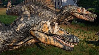 2 Ichthyovenator amp 2 Spinosaurus Breakout amp Fight JWE Mods 4K 60FPS [upl. by Ettegdirb]