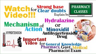 HydralazineMinoxidil Mechanism ActionHydralazineMinoxidil Impt Video for govt Pharmacist exam [upl. by Reprah]