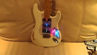 Realtonecustompickup Pickguard Strat SSS Transparent LED Project [upl. by Ahrat]