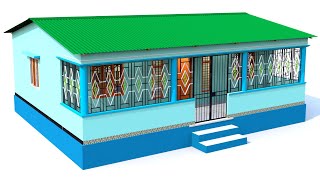 tin shed home design  village style tin roofing house plan  sunder gharka design [upl. by Slotnick]