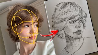 REAL TIME portrait drawing using Loomis method  how to draw portraits step by step pencildrawing [upl. by Aevin782]