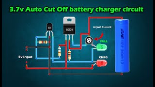 3 7v Auto Cut Off lithium battery charger circuit 🔋 [upl. by Naillil]