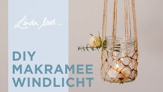 DIY Windlicht im FischernetzLook  einfacher Makramee Knoten  Hochzeitsdeko [upl. by Cyrus]