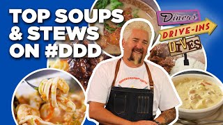 Top 10 DDD Soup amp Stew Videos with Guy Fieri  Diners DriveIns and Dives  Food Network [upl. by Dnalra]