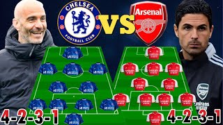 DERBY New CHELSEA Vs ARSENAL Potential Line up in EPL Mikel Arteta 4231 Vs Enzo Maresca 4231 [upl. by Babbie29]