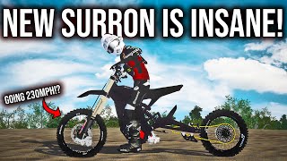 GOING OVER 200MPH ON THIS NEW SURRON IN MX BIKES [upl. by Suoivatram39]