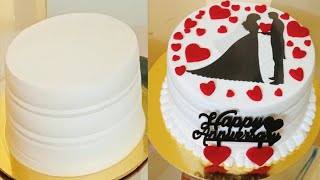 Anniversary Cake Decorating Ideas❤️🍰 Simple Cake Decoration Full Tutorial😘 [upl. by Ralaigh]