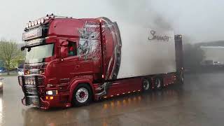 SUPER  Scania R 999 HP V8 Power quotSARANTOSquot Brutal SOUND Rain Edition HD [upl. by Notsahc140]