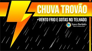 Chuva muito forte Trovão Vento frio e gotas no telhado TELA PRETA [upl. by Tilagram301]