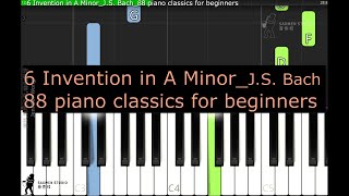 6 Invention in A Minor J S Bach 88 piano classics for beginners [upl. by Thera]