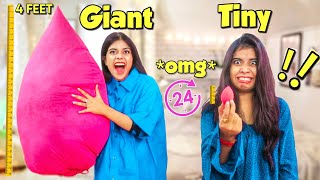 We used only GIANT amp TINY products for 24 hours extreme challenge 😂 [upl. by Adnic]