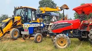 Jcb 3dx Eco Excellence Backhoe Machine Loading Mud In Mahindra and Swaraj Tractor  Jcb and Tractor [upl. by Aritak]