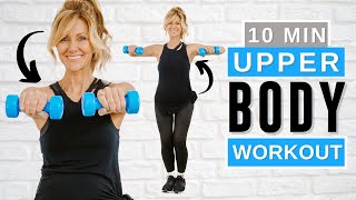 10 min Upper Body Workout With Dumbbells Arms Back Chest Slimming amp Fat Burn [upl. by Nemlaz]