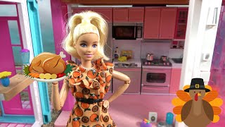 Barbie and Ken Thanksgiving Dinner Disaster at Barbies Dream House and Sleepover w Barbies Sister [upl. by Hadihahs]