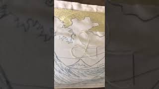 The process of turning the great wave of kanagawa into embroidery art threadpainting embroidery [upl. by Annaig521]