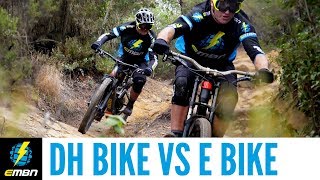 Downhill Bike Vs E Bike Race  Which Is Faster [upl. by Dario316]