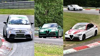 ALFA ROMEO Giulia amp FIAT 500 AbarthUNO on The Race Track nurburgring nordschleife automobile [upl. by Aili]