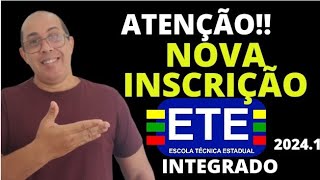 NOVA INSCRIÇÃO ETE INTEGRADO 20241 ALGUNS POLOS [upl. by Ridan]