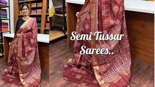 Budget Friendly Function Wear Saree Collection Semi Tussar Sarees [upl. by Lahsiv]