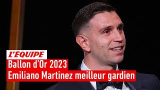 Ballon dOr 2023  Emiliano Martinez Aston Villa remporte le Trophée Yachine du meilleur gardien [upl. by Yllaw]