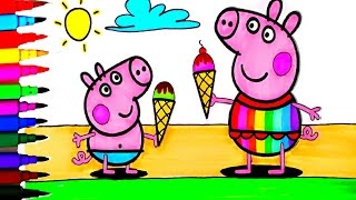 Peppa Pig BEST Coloring Book Pages Peppa and George Summer Fun Kids Fun Art Activities [upl. by Goodrich883]