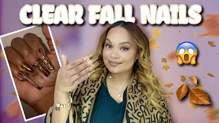 Crystal Clear Fall Builder Gel Nails Tutorial  LGNPro [upl. by Narak]