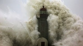 Giant wave takes weather watchers by surprise in Portugal [upl. by Nyrmak]