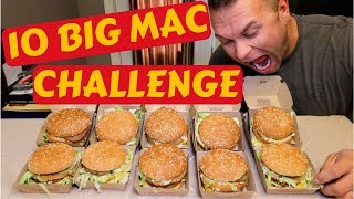 10 Big Mac Challenge  McDonalds Challenge  Man Vs Food [upl. by Afatsom]