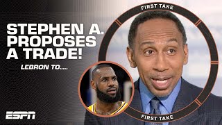 Stephen A proposes a trade to the Knicks 👀 LEBRON JAMES WHATS UP  First Take [upl. by Aniuqal71]