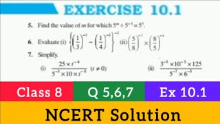 quotClass 8 Maths  Q 567 Ex 101  Chapter 10 Exponents and powersquot [upl. by Harriot587]