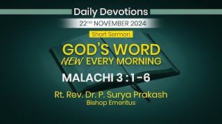 GODS WORD NEW EVERY MORNING  22nd Nov 2024  Rt Rev Dr P Surya Prakash Bishop Emeritus [upl. by Thanasi]