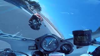 CBR250rr vs CBR400rr vs Hawk Gt 650 at Laguna Seca Ahrma NGSBLT 42124 [upl. by Onstad]