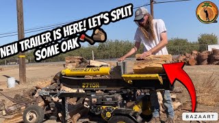 TIME TO SPLIT SOME SEASONED OAK  FALL IS HERE  NEW WOOD TRAILER IS IN THE WOOD YARD [upl. by Elag]