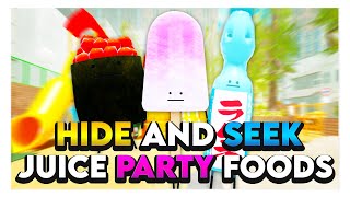 Roblox SECRET STAYCATION HIDE amp SEEK WITH JUICE PARTY FOODS 🍒 [upl. by Zobkiw816]