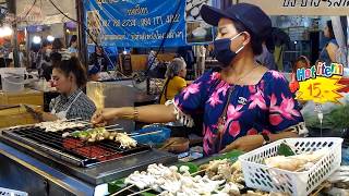 Street Food Grilled Meats Chicken Quail Sausages Mushroom VegetablesThailand Phuket [upl. by Drehcir]