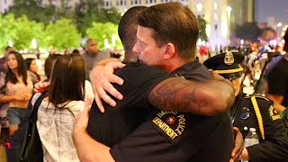 Free Hugs and Candlelight Vigil for 5 Dallas Police Officers Killed During Protest [upl. by Keryt956]